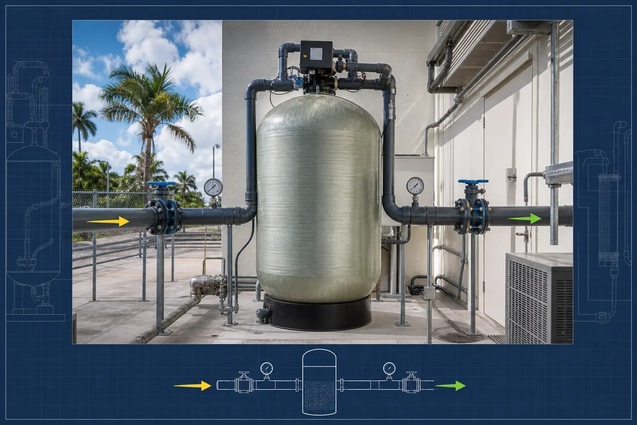 Carbon water-treatment assessment workflow diagram
